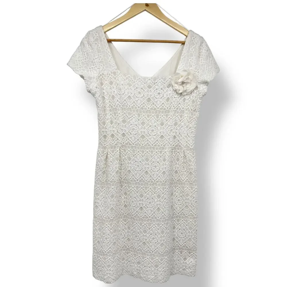 Teri Jon | Dresses | Teri Jon Rickie Freeman Lace Short Sleeve Short Dress  Womens 2 Wedding Dress | Poshmark
